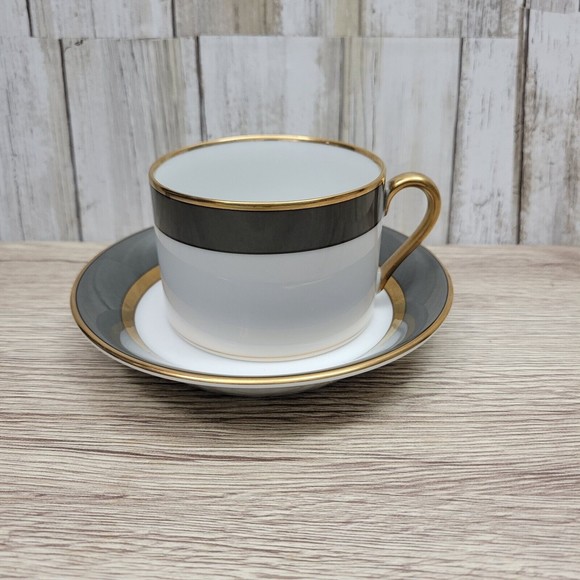 Fitz and Floyd Gray Renaissance MCML XXI Inglaze Cup and Saucer - Picture 1 of 4